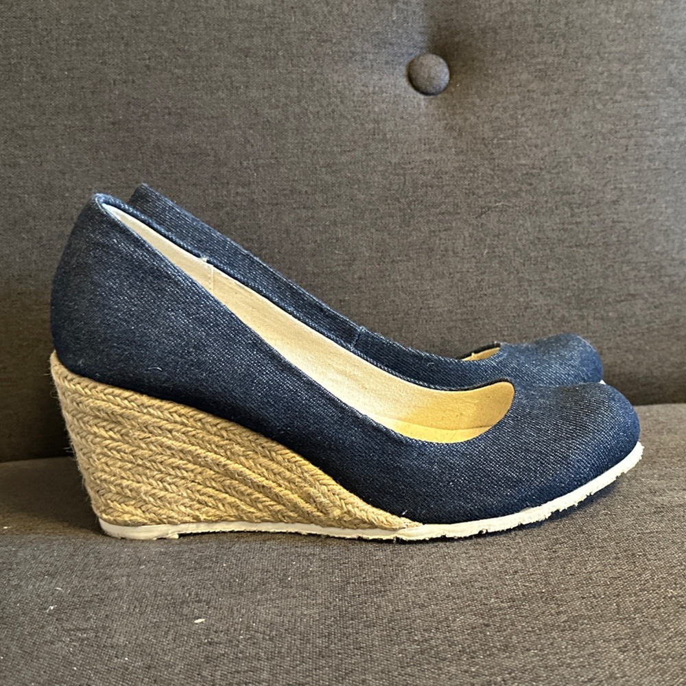 CL by Laundry Navy Denim Wedges